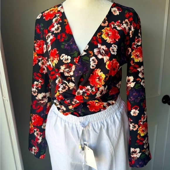 ZARA WOMANS FLORAL BODYSUIT BLOUSE SIZE SMALL - Picture 1 of 9